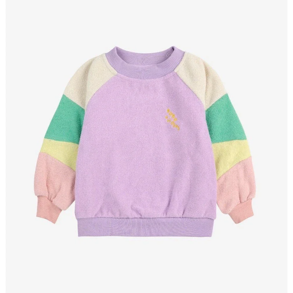 BoboChoses Lilac Terry Cloth Color Block Sweatshirt